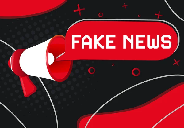 Fake News Hand Hält Megafon Mit Sprechblase Flache Illustration — Stockvektor