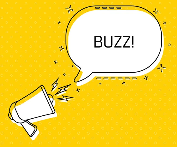Buzz Megafone Colorido Bolha Discurso Amarelo Com Citação Gerenciamento Blog — Vetor de Stock