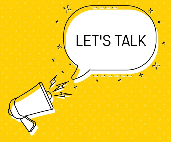 Vamos Conversar Megafone Colorido Bolha Discurso Amarelo Com Citação Gerenciamento — Vetor de Stock