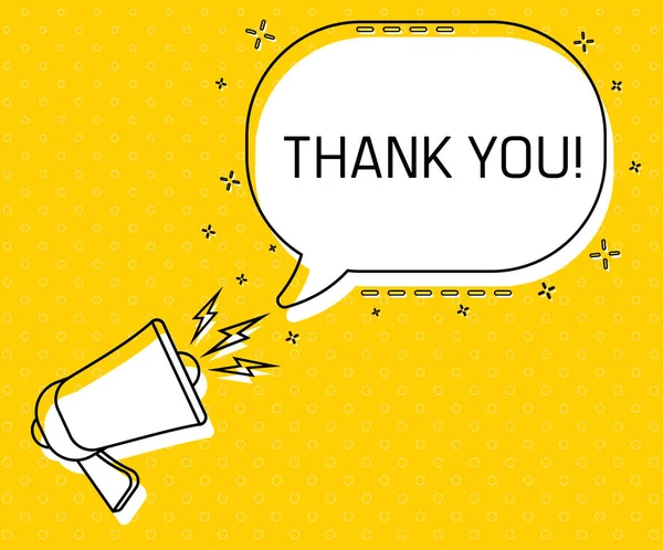 Σας Ευχαριστώ Megaphone Και Πολύχρωμο Κίτρινο Φούσκα Ομιλία Απόσπασμα Διαχείριση — Διανυσματικό Αρχείο