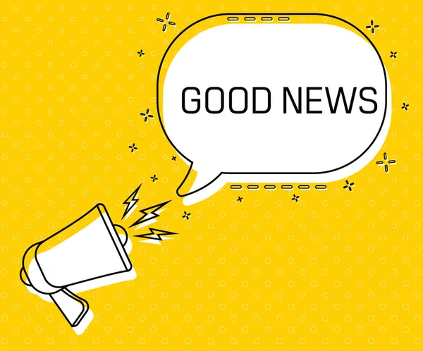 Gute Nachrichten Megafon Und Bunte Gelbe Sprechblase Mit Zitaten Blog — Stockvektor