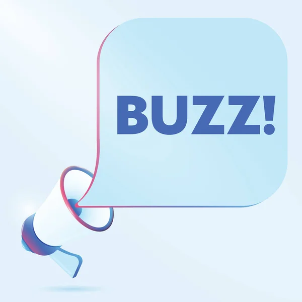 Buzz Tekst Met Realistische Megafoon Vector Illustratie Banner Sjabloon Nieuws — Stockvector