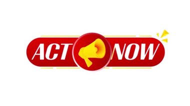 Beyaz arka planda artık afişi olan megafon. Web tasarımı. 4K video hareketi canlandırması