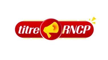 Beyaz arka planda titre rncp pankartı olan megafon. Web tasarımı. 4K video hareketi canlandırması