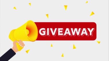 Elinde megafon tutan ve yazı tahtasının yanında mesaj bırakan bir adam. 4K video hareketi canlandırması