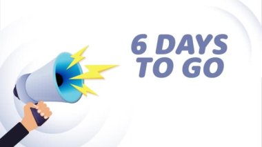 El ele tutuşan megafon. 6 gün kaldı, gerçekçi 3D megafon, yıldırımlı hoparlör. Sembol sözcüsü, sosyal medya, reklam ve tanıtım. 4K video hareketi canlandırması