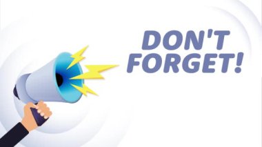 El ele tutuşan megafon. Unutma, gerçekçi 3D megafon, yıldırımlı hoparlör. Sembol sözcüsü, sosyal medya, reklam ve tanıtım. 4K video hareketi canlandırması