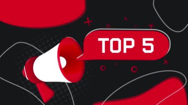 En iyi 5 pankart. Düz üslupla konuşan bir megafon. 4K video hareketi canlandırması