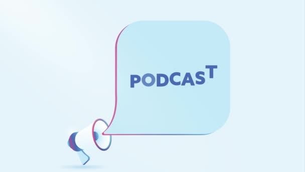 Realistyczny Megafon Podcast Bańki Mowy Głośnik Baner Dla Biznesu Marketingu — Wideo stockowe