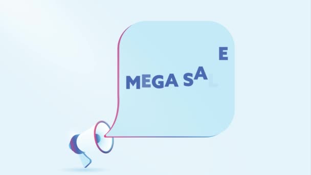 Realistisk Megafon Med Mega Försäljning Tal Bubbla Högtalare Banner För — Stockvideo