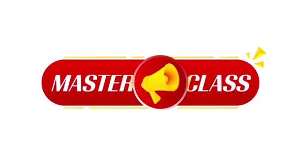 Megaphone Master Class Banner White Background Web Design Video Motion — Stock Video