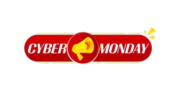 Megaphone Cyber Monday Banner Λευκό Φόντο Σχεδιασμός Ιστοσελίδων Κινούμενα Σχέδια — Αρχείο Βίντεο