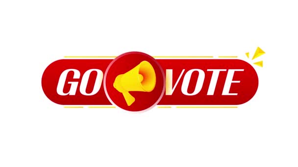 Megáfono Con Bandera Votar Sobre Fondo Blanco Diseño Web Animación — Vídeos de Stock