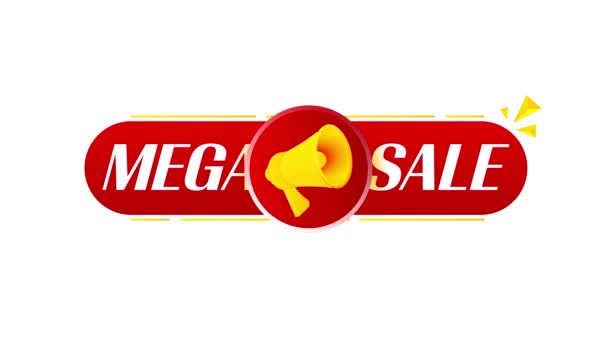 Megafon Med Mega Försäljning Banner Vit Bakgrund Webbdesign Video Rörelse — Stockvideo