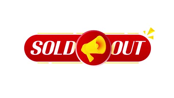Megaphone Sold Out Banner White Background Web Design Video Motion — Stock Video
