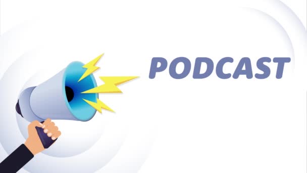 Segure Megafone Podcast Megafone Realista Alto Falante Com Raio Orador — Vídeo de Stock
