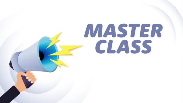 Hand Hold Megaphone Master Class Realistic Megaphone Loudspeaker Lightning Symbols — Stock Video