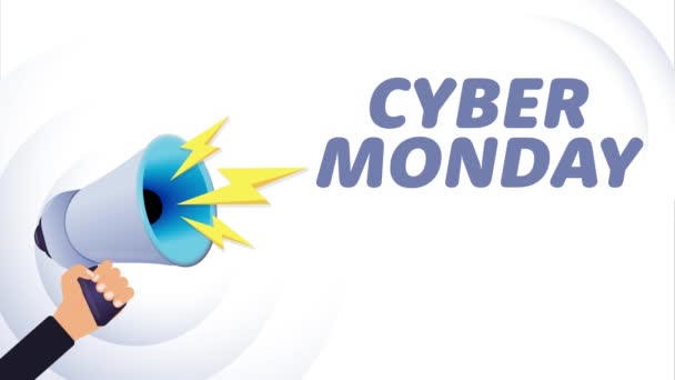 Megafono Mano Cyber Lunedì Realistico Megafono Altoparlante Con Fulmine Simboli — Video Stock
