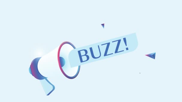Buzz Text Realistickou Megafonovou Animací Megaphone Podepsat Banner Pro Promo — Stock video