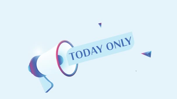 Today Only Text Realistic Megaphone Animation Megaphone Sign Banner Promo — Stock Video
