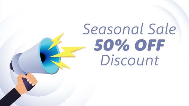 Hand Hold Megaphone Seasonal Sale Percent Realistic Megaphone Loudspeaker Lightning — Stock Video
