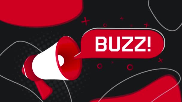 Buzzův Prapor Megafon Hlasovou Bublinou Plochém Stylu Animace Pohybu Videa — Stock video