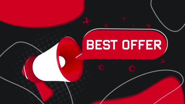 Melhor Banner Oferta Megafone Com Bolha Fala Estilo Plano Animação — Vídeo de Stock