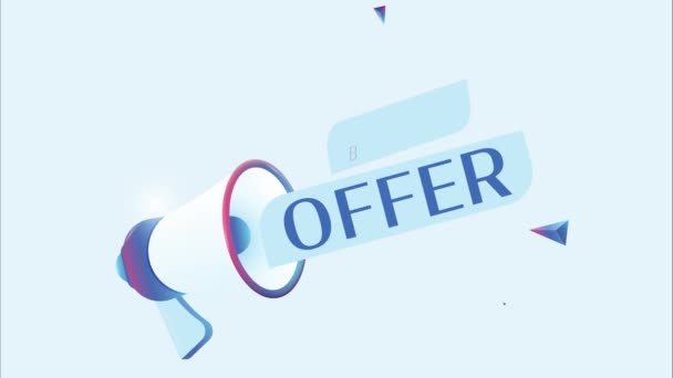 Best Offer Text Realistic Megaphone Animation Megaphone Sign Banner Promo — Stock Video