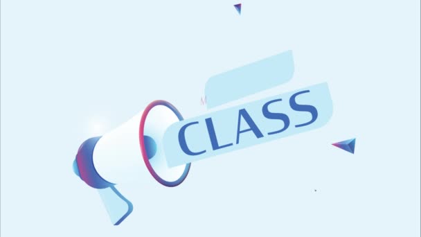 Testo Master Class Con Animazione Megafono Realistica Megafono Insegna Banner — Video Stock