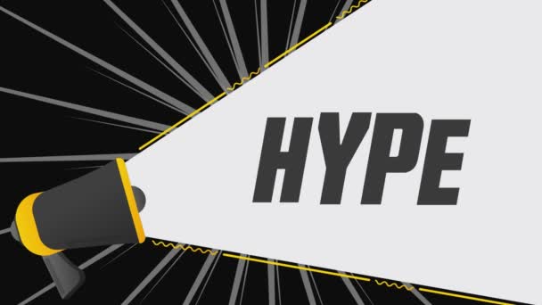 Hype 促销横幅上的扩音器广告 营销演讲 4K视频动画 — 图库视频影像