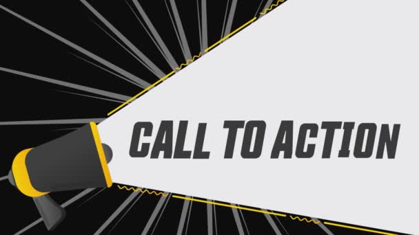 Panggil Untuk Action Banner Label Ikon Lencana Dengan Megafon Rancangan — Stok Video