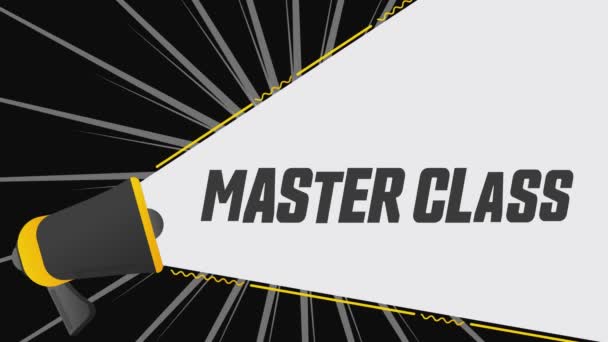 Master Class Megaphone Promotion Banner Advertising Marketing Speech Video Motion — Stock Video