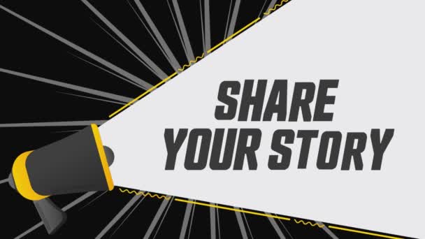 Partilha Tua História Megafone Banner Promoção Publicidade Discurso Marketing Animação — Vídeo de Stock