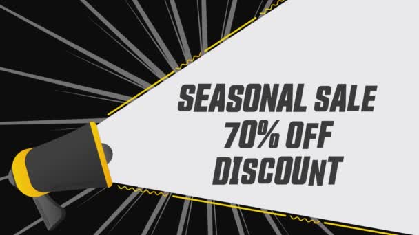 Seasonal Sale Percent Megaphone Promotion Banner Discount Concept Advertising Marketing — Stock Video