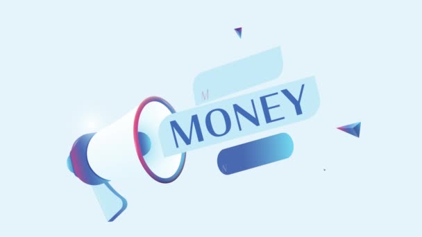Заробляти Гроші Тепер Текст Реалістичною Мегафонною Анімацією Банер Знаків Megaphone — стокове відео