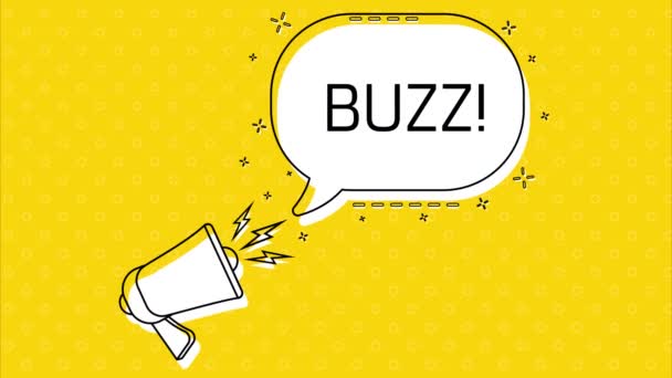 Buzz Megaphone Yellow Speech Bubble Quote Blog Management Concept Poster — Stock Video