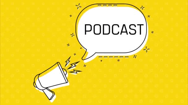 Podcast Megafone Bolha Fala Amarela Com Citação Gestão Blogs Cartaz — Vídeo de Stock