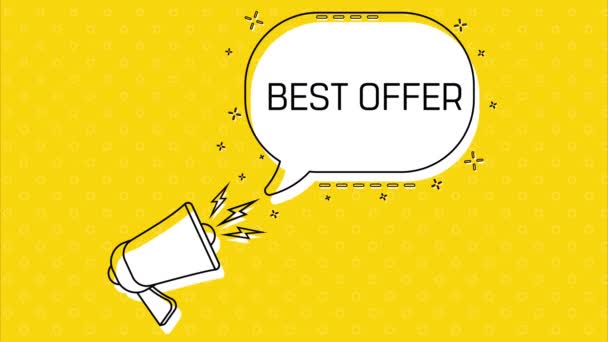 Best Offer Megaphone Yellow Speech Bubble Quote Blog Management Concept — Stock Video