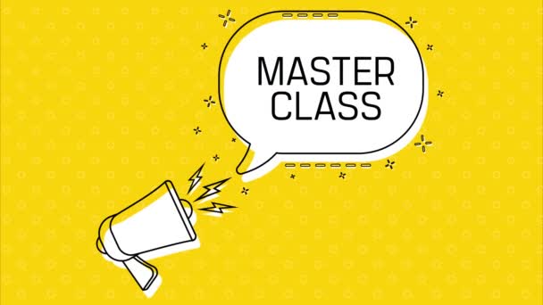 Master Class Megafone Bolha Fala Amarela Com Citação Gestão Blogs — Vídeo de Stock