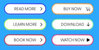 Web sitesi ve ui için bir dizi modern düğme. Vektör simgesi. Vektör illüstrasyonu