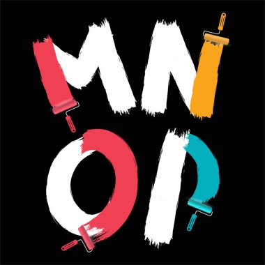 Classic vintage uppercase alphabet. M to P pained alphabet