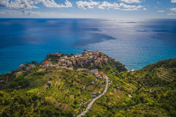 Corniglia Vesnice Barevnými Domy Cinque Terre Známá Přímořská Atrakce Březích — Stock fotografie