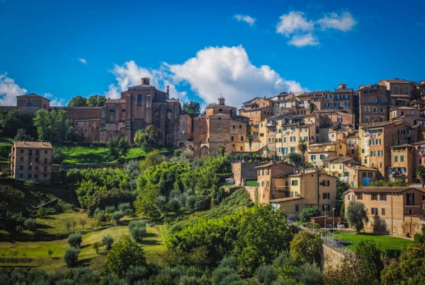 Prachtig Panoramisch Uitzicht Historische Stad Siena Overdag Met Een Prachtig — Stockfoto