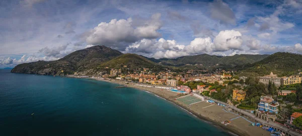Levanto Cinque Terre Liguria Talya Hava Panoramik Manzarası Eylül 2022 Stok Resim