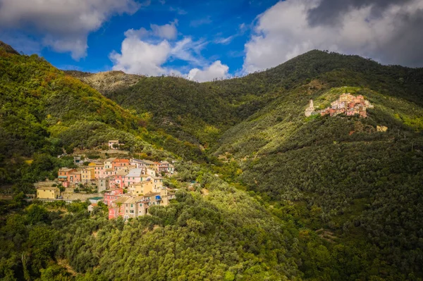 Villages Lizza Lavaggiorosso High Mountains Levanto Ligurian Coast Aerial Drone — Stock Photo, Image