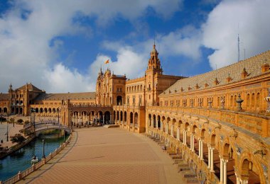 Sevilla, İspanya. İspanyol Meydanı Plaza de Espana 