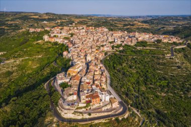 Italy, Sicily, Ragusa District, Monterosso Almo. June 2023. Amazing aerial panoramic piture from drone. clipart