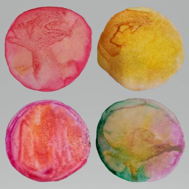 Soyut suluboya renkli daire izole edilmiş renkli el çizimi organik yuvarlak leke resmi, Element Illustration