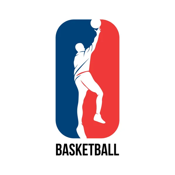 シンプルな現代バスケットボール選手ロゴベクトルテンプレート — ストックベクタ