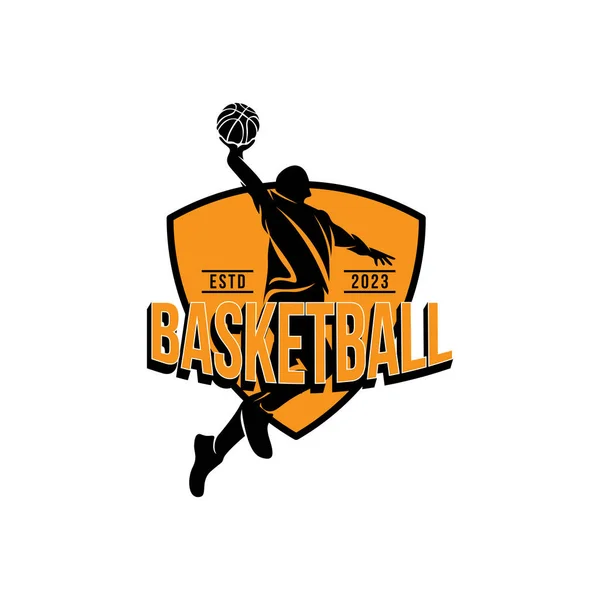 Modello Semplice Moderno Del Vettore Del Logo Del Giocatore Basket — Vettoriale Stock